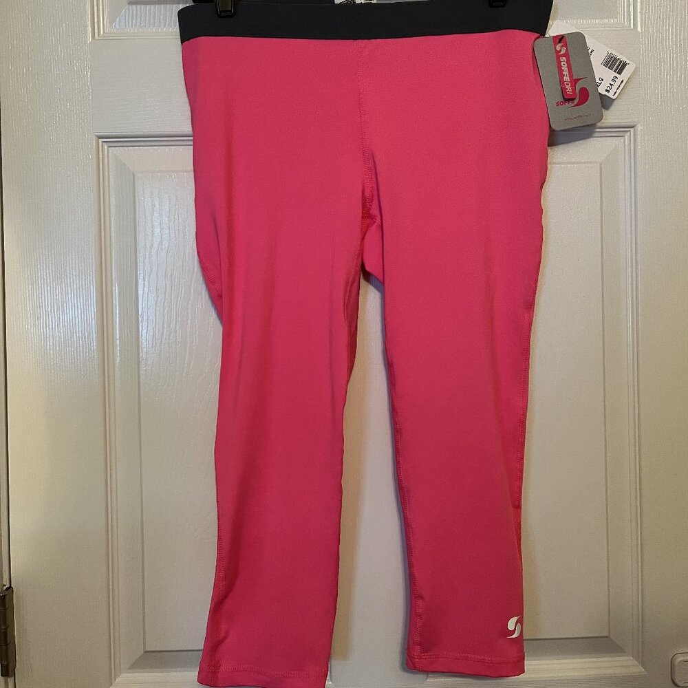 NWT Soffe Dri Womens Sz XL Pink Low Rise Cropped Capri Stretch Workout Sport